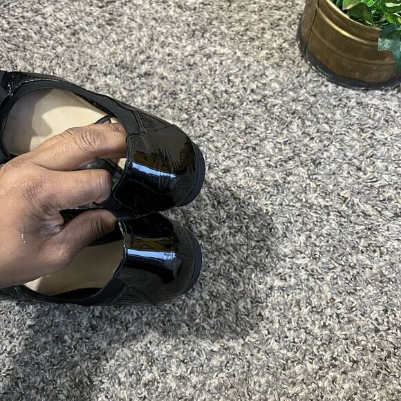 Kate Spade New York Black Peep Toe Ballet Flats Shoes Size 8.5 Patent Leather - Picture 5 of 8